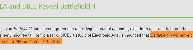Battlefield 4: Microsoft svela la data ufficiale?