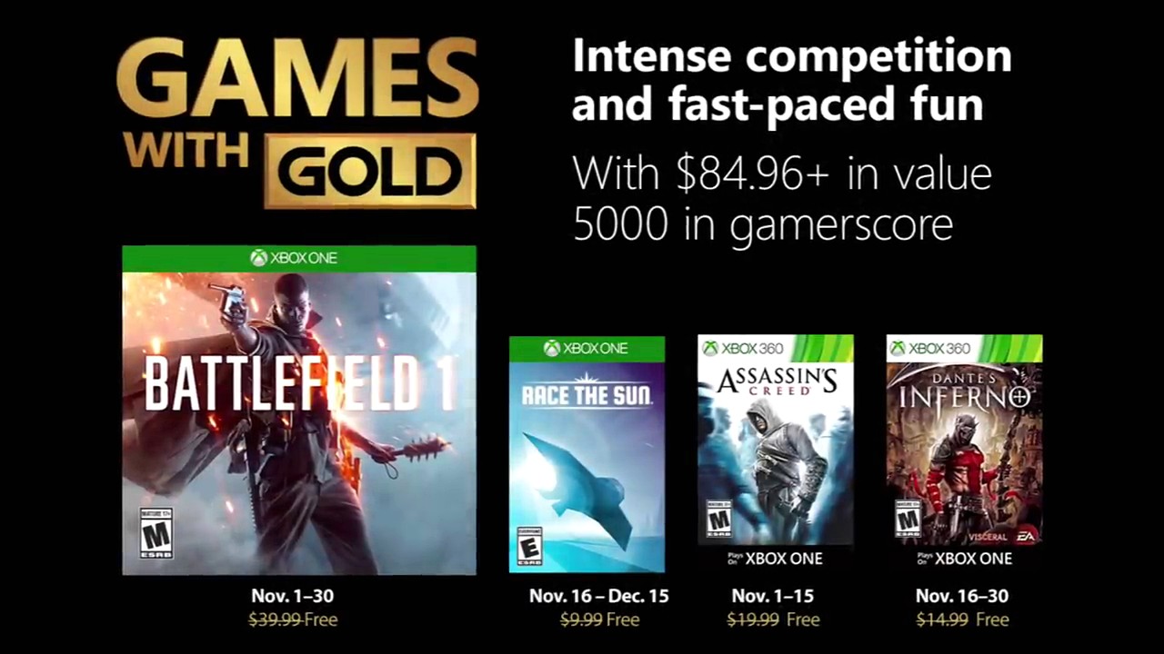 Xbox Games With Gold: Microsoft annuncia i giochi gratis di Novembre